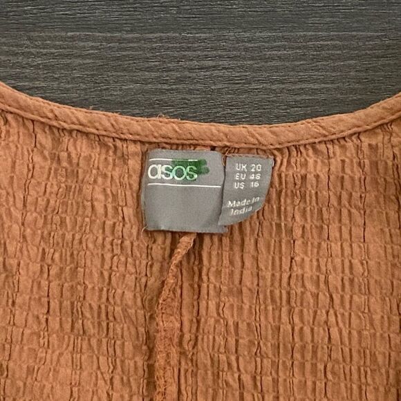 ASOS Dress Seersucker Clay Dolman Sleeve Plus Size US 16 - Picture 10 of 11